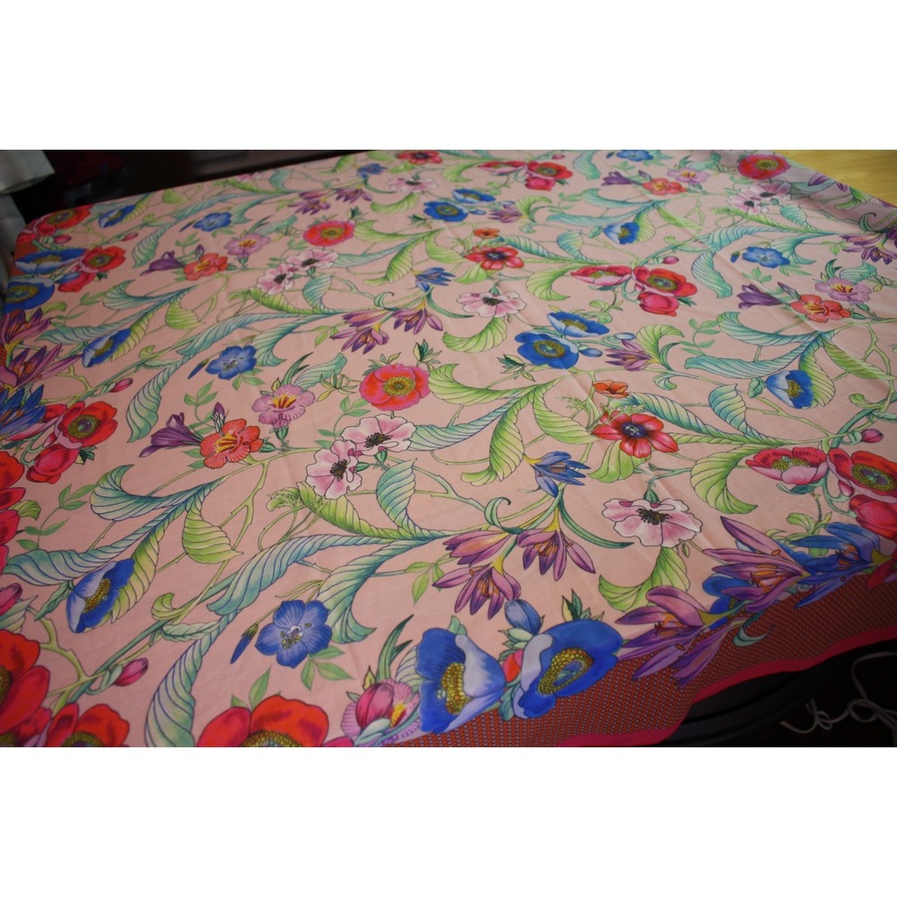 Ann Taylor Loft Factory Silk Scarf Multicolor Floral  Square 50inX50in Botanical